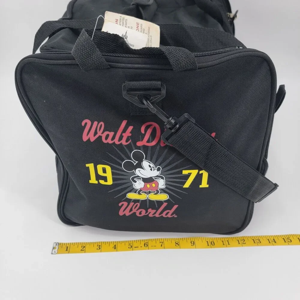 Walt Disney World Vintage 1971 Foldable Black Travel Duffle Bag With Shoulder St